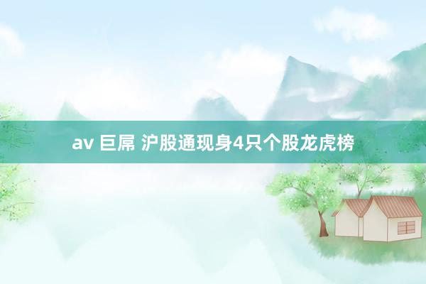 av 巨屌 沪股通现身4只个股龙虎榜