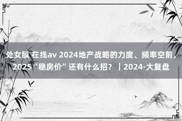 处女膜 在线av 2024地产战略的力度、频率空前，2025“稳房价”还有什么招？｜2024·大复盘